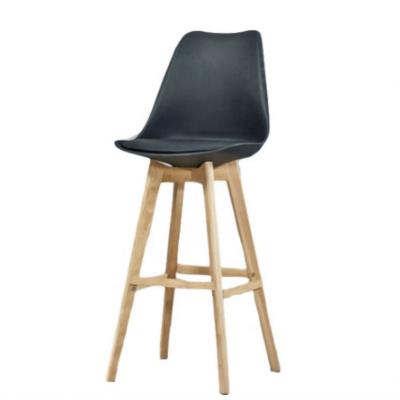 China Modern Plastic Dining Chair Industrial Industrial Reclining Bar Chair With Footrest Plastic Club Bar Chairs With PU Cushion Tulip High Bar Stools for sale