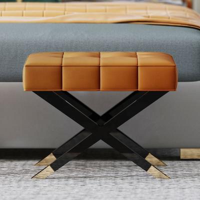 China Hot Sale Design Adjustable Luxury Modern Bedroom Ottoman (Other) Genuine Leather Bench for sale