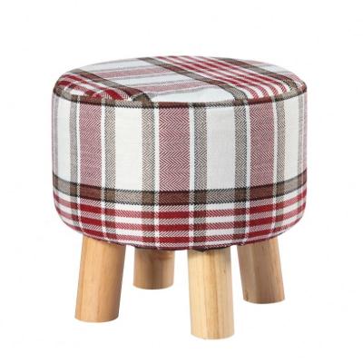 China (Size)Adjustable Pink Velvet Ottoman Round Sneaks Wooden Leg Ottoman Canape Poufs Stool Animal Ottoman Fabric for sale