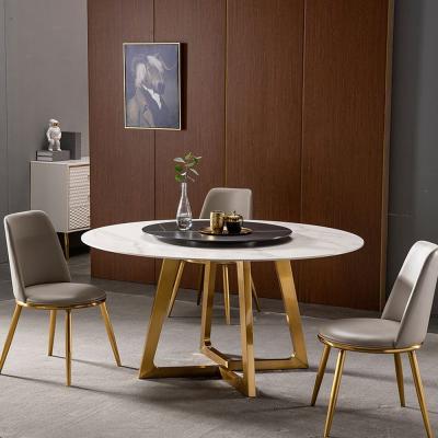 China Modern Design Durable Luxury Rotating Round Marble Top Dining Table Set 6 Chairs Dining Tables Dining Room Sets Furniture for sale