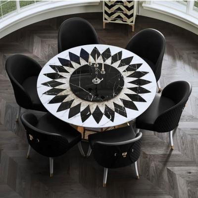 China Durable New Design Apartment Dining Table Set Chairs And Marble for sale