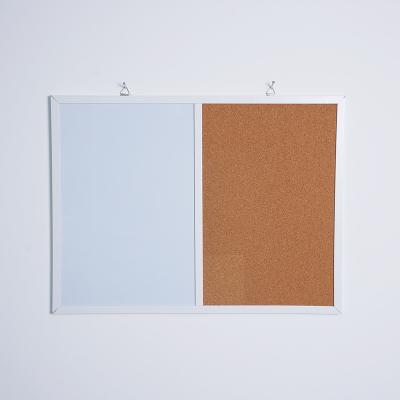 China Easy Wall Mounted Half Magnetic Whiteboard Half Cork Board Combo Wooden Frame Cork Board And White Board Combination for sale