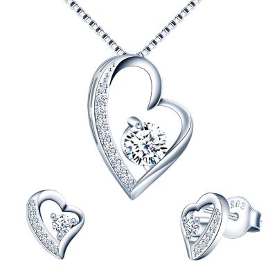 China 925 Sterling Silver Irregular Love Heart Earrings Nickel Free Pendant Jewelry Sets for sale