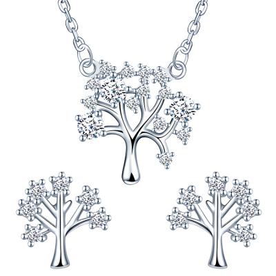 China Nickel Free 925 Silver Tree Of Life Jewelry Set Earrings Necklace Mothers Day Gift for sale