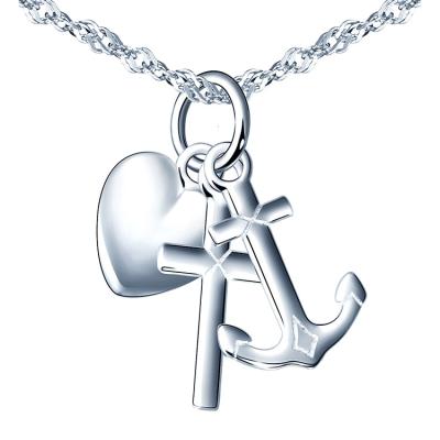 China Drop Shipping Heart Cross Anchor Necklace FASHIONABLE Solid 925 Silver Necklace For Women for sale