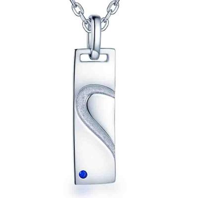 China FASHIONABLE Hang Card 925 Sterling Silver Half Heart Necklace for Man for sale