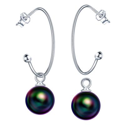 China 925 Sterling Silver Hoop Earings Statement Pearl Nickel Free Earrings for sale