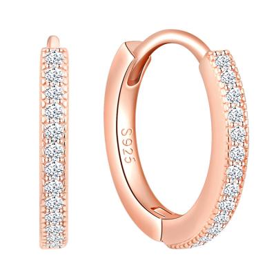 China Huggie Simple Gold Plated Hoop Earrings Women Zircon Sterling Silver 925 Nickel Free for sale