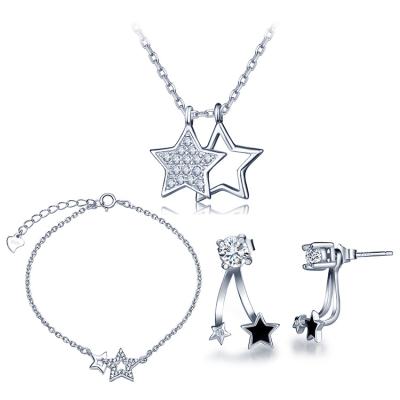 China Fashion Star Earrings Bracelets Nickel Free Necklaces Set 925 Silver Jewelry Sets for sale