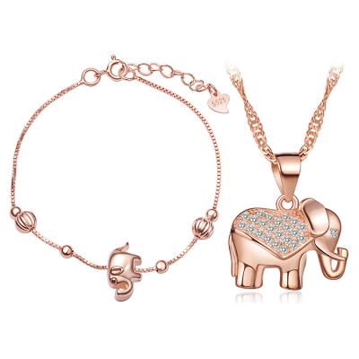 China Fashion Elephant Bracelet Nickel Free 925 Silver Luxury Necklace Jewelry Sets for sale