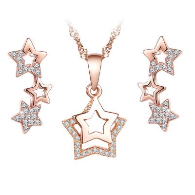 China Christmas Gift Star Climber Earrings Necklaces S925 Nickel Free Silver Jewelry Sets for sale