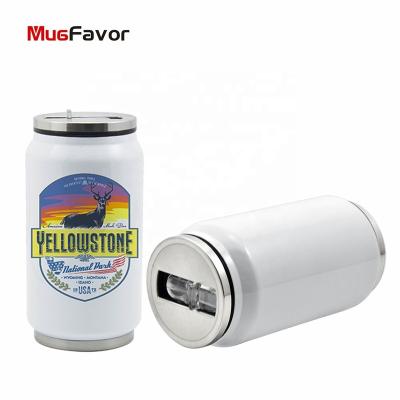 China MugFavor Viable Stainless Steel Coke Can Mask White Custom Sublimation Tumbler Stainless Steel Mug BPA Free Camping Mug Travel Mug for sale