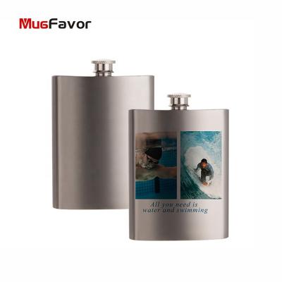 China MSSW8 Stainless Steel Hip Flask MugFavor 8oz Viable Silver Sublimation Wine Bottle Personalized Leather Hip Flask Set for sale