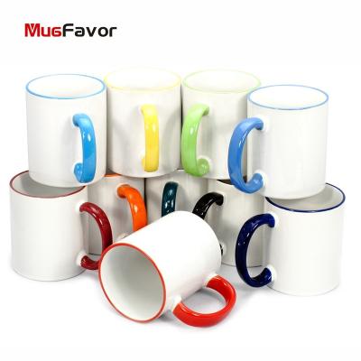 China Dishwasher Safe MugFavor Sublimation Mugs MC11H Factory Wholesale Cheap Coffee Mug 11oz Plain White Empty Two Tone Mug for sale