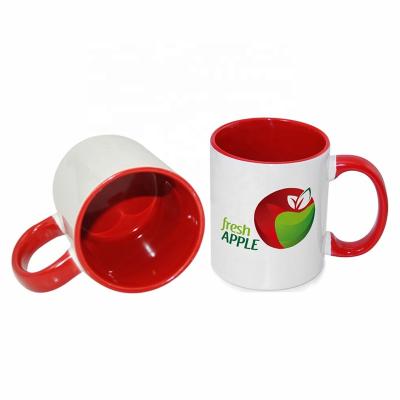 China 11oz Two Tone Color Mugs Dishwasher Safe MugFavor Viable Red Sublimation Mugs Color Inner And Handle Mug MC11EH-R for sale