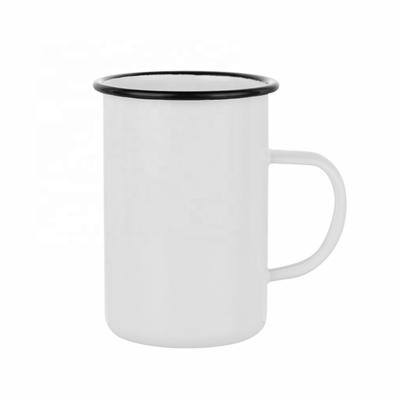 China Custom Stocked Campfire Enamel Sublimation 15 Ounce/450ml Coffee Mugs White Mug Enamel Wholesale Factory Supply MEN15 for sale