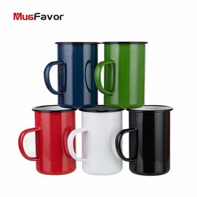 China Viable Wholesale Custom Camping Mug 15OZ Colored Sublimation Enamel Coffee Mug For Sublimation Heat Transfer Printing MEN15C for sale