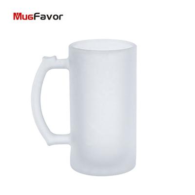 China Viable Fashionable Customized Glass Drinkware Sublimation Glass Beer Mug 16oz Stoneware Beer Mug Sublimation Glass MPJG16-F MugFavor for sale