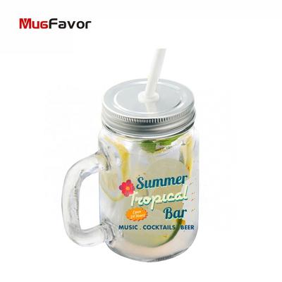 China MugFavor Viable Wholesale 12oz/350ml Mason Jar With Straw Clear Glass Mason Jar MGJ12-C Empty Sublimation Glass Mug For Personlization for sale