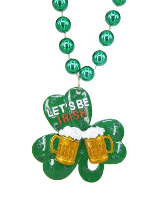 China Holiday decoration & Mardi Gras Beads With Polyresin St Patrick's Day Gift Supplies Shamrock Pendant Gift for sale