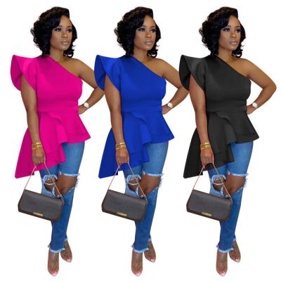 China Other New Design Solid Off The Shoulder Ladies Short Sleeve Casual Summer Women Tops Blouses for sale