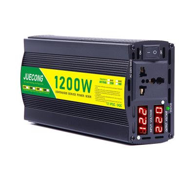 China Emergency or outdoor places without power grid repairing sine wave inverter Dc12v 24v to Ac220v 1200w inverter solar power converter for sale