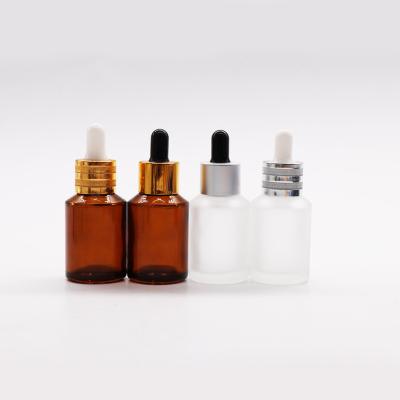 China Shoulder Amber Glass Perfume Serum Cosmetic Tilted Essential Bottles 30ml for sale