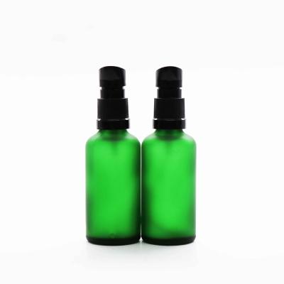 China Wholesale Empty Green Cosmetic Packaging 50ml Skin Care Face Serum Glass Bottle 20ml for sale