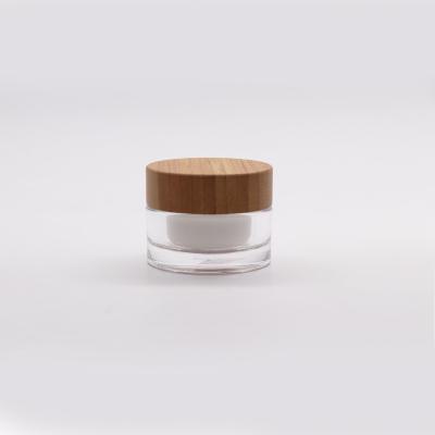 China Wholesale 20g 30g 50g Cosmetic Clear Round Empty Acrylic Cream Packaging Jar With Bamboo Lids for sale