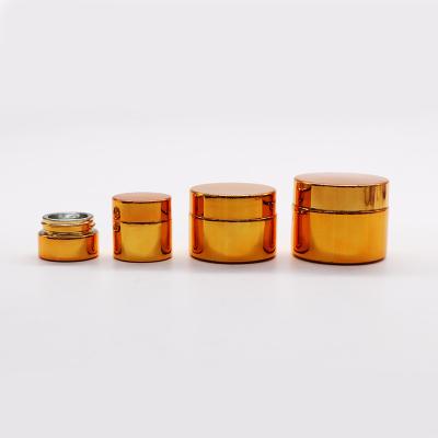 China Wholesale 10g 20g 30g 50g Gold Coating Cosmetic UV Printing On Cream Glass Jar for sale