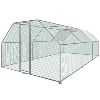 China Sustainable T-Shape Chicken Run 3x6x2m Walk In Cage For Poultry Dog Rabbit Hen Cage Pen Metal Door for sale