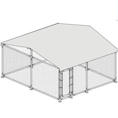 China Breathable 13.3' x 6.67' x 7.33' Outdoor Dog Fencing Chain Link Box Metal Dog Crate House Cage With Cover for sale