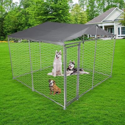 China Viable BSCI Audited Factory Outdoor Backyard Dog Kennel Galvanized Chain Link Kennel With Cover Roof for sale