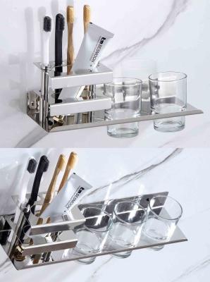 Κίνα Multifunctional Wall Mounted Bathroom Shelf , Stainless Steel Toothbrush Holder OEM προς πώληση