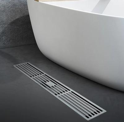 China Matte Silver Stainless Steel Linear-Duschabfluß mit entfernbarem Muster-Gitter zu verkaufen