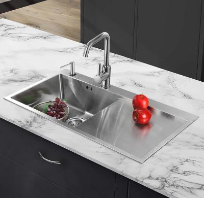 China Fregadero de cocina moderno de los SS 304, fregadero de acero inoxidable del solo lavabo con el final cepillado de plata en venta