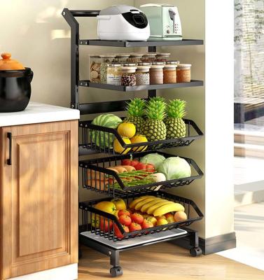 China Multifunctioneel Freestanding Keukenrek, Vloer die Plantaardige Rek Multilaag bevinden zich Te koop