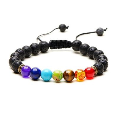 China Other Natural Lava Stone Beads Yoga Reiki Healing Balance Bracelets & Bangles Tiger Eye Bead Buddha Prayer Bracelet For Women Men for sale