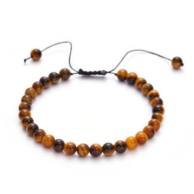 China Other Adjustable 6MM Natural Stone Beads Bracelet For Women Natural Tiger eye Bangles Onyx Lapis Lazuli Woven Bracelet For Gift Jewelr for sale