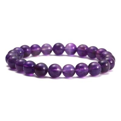 China Other Natural Crystal Bracelet Elastic Adjustable Amethyst Women's Bracelet Round Beads Handmade Yoga Bangles Casual Jewelry Pulsera for sale