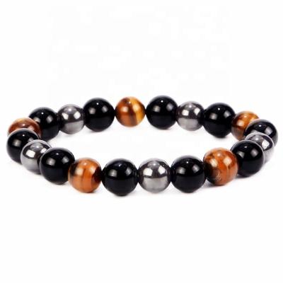 China Stone 10MM Natural Stone No  Hematite Stone Tiger Eye Beaded Strand Wrap Buddha Bracelets&Bangles for Men Male Jewelry Accessories for sale