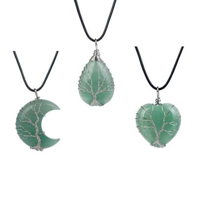 China Tree of Life Natural stone crystal life tree pendant Girlfriend Gifts Dongling-Jade Heart shape Water drop shape Moon shape Pendant Necklace for sale