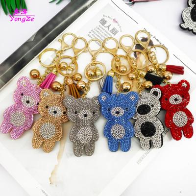 China Yongze Classic Cute Gift For Kids Rhinestone Bear Key Chain Cheap Diamond Key Chain for sale