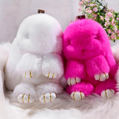 China Feature Yongze Rabbit Plush Rabbit Fur Keychain Rabbit Fur Ball Plush Pompom Cute Animal Custom Not Easy Car Loss Key Chain for sale