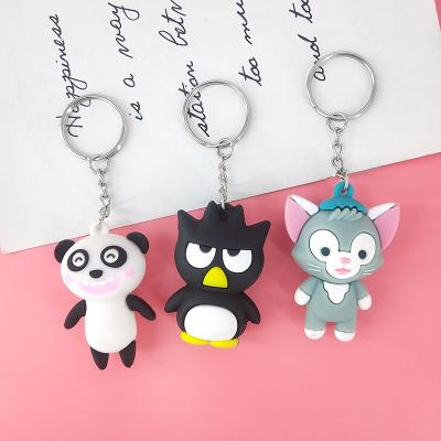 China New PVC Iron PVC Panda Cat Soft Plastic Bird Key Doll Bag Car Key Pendant Animal Accessories for sale