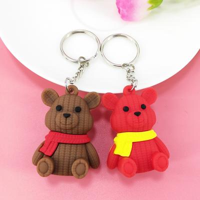 China New Meng Xiong Gongzi Office Car Key Pendant Ornaments PVC Alloy Scarf Bear Soft Plastic Key Rings for sale