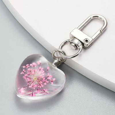 China New Classic Transparent Bright White Gemstone Dried Flower DIY Pendant Jewelry For Women Give Sb A Birthday Gift Fashion Bag Pendant for sale