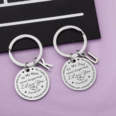 China Fashion Classic Creative Custom Brand Letter Round Key Chain Stainless Steel New Mother's Day Gift Charm Bag Jewelry Pendant Key Chain Pendant for sale