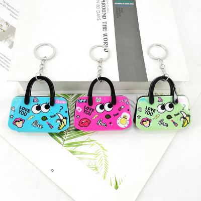 China New Alloy Bag Keychain UV Green Acrylic Creative Color Print Keychain Pendant Steam Car Key Accessories for sale