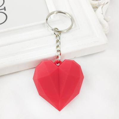 China Geometric Faceted PVC Iron Heart Love Shape Bag Car Key Key Chain Pendant Accessories New for sale